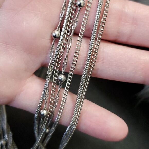 **Final Sale** Silver tone multilayered necklace - Picture 3 of 11